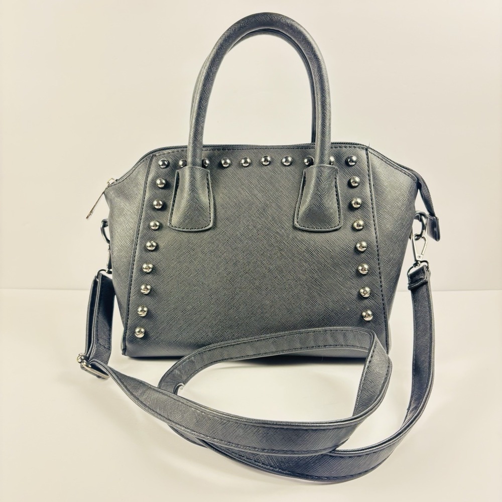 Olivia Miller Black Studded Crossbody Handbag Faux Leather Purse Retro Goth